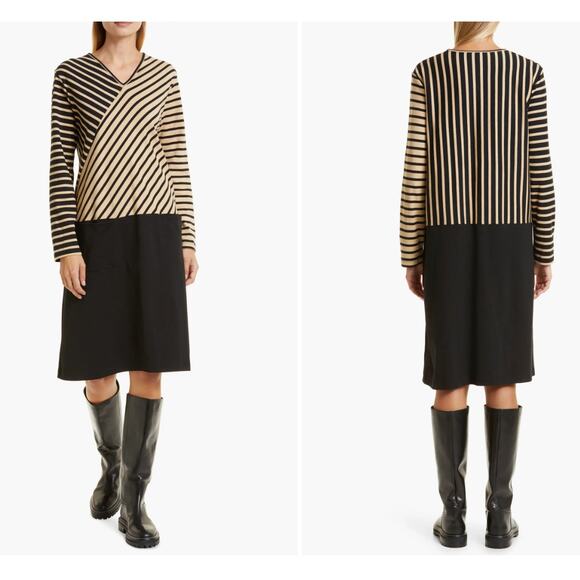 Masai Copenhagen Travertine Colorblock Stripe Nenala Cotton Shift Dress Size L - Picture 1 of 9